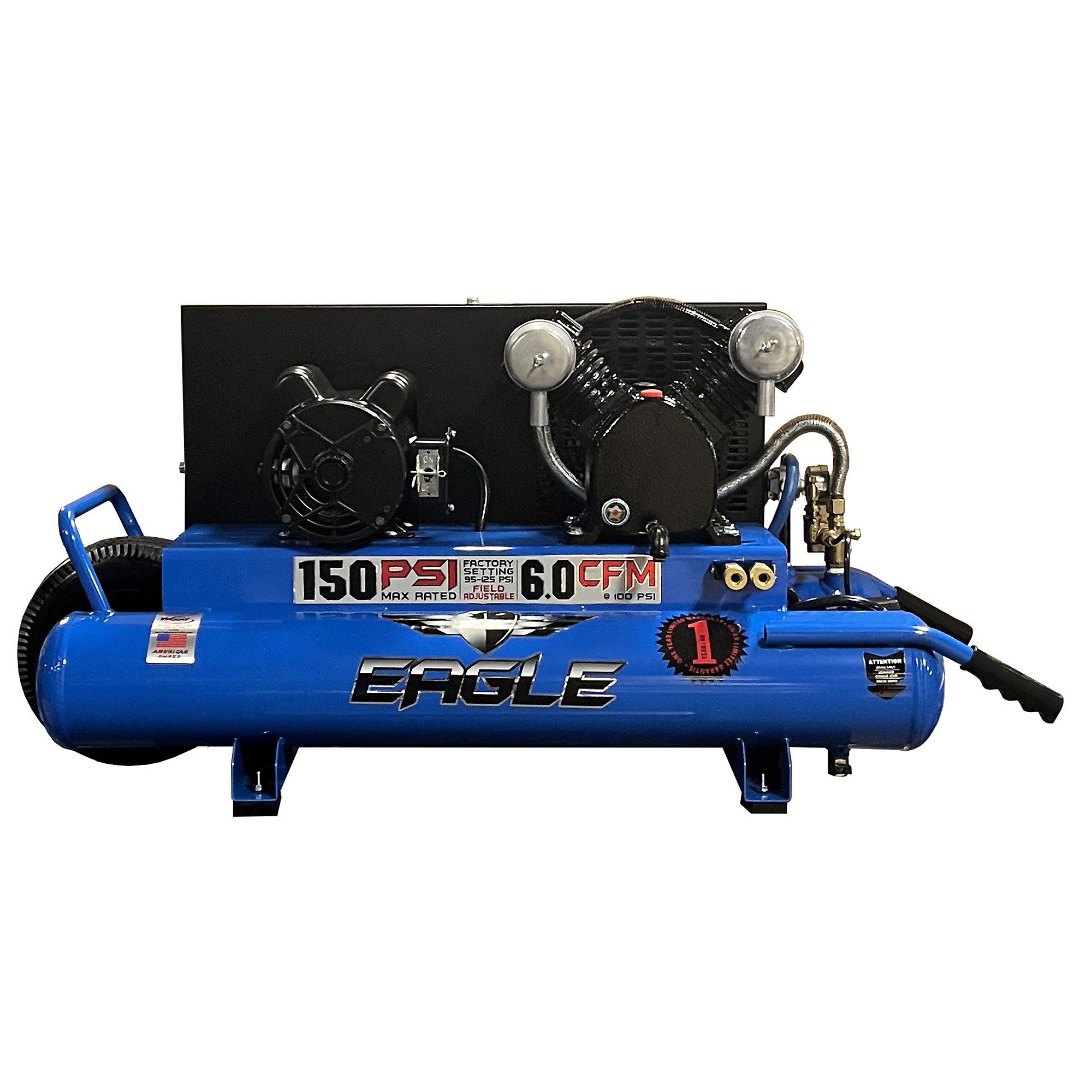 EAGLE, Dual Control Elec Wheelbarrow Compressor, Horsepower 3 HP, Air Tank Size 10 Gal, Volts 110/220 Model# TT318E-DV